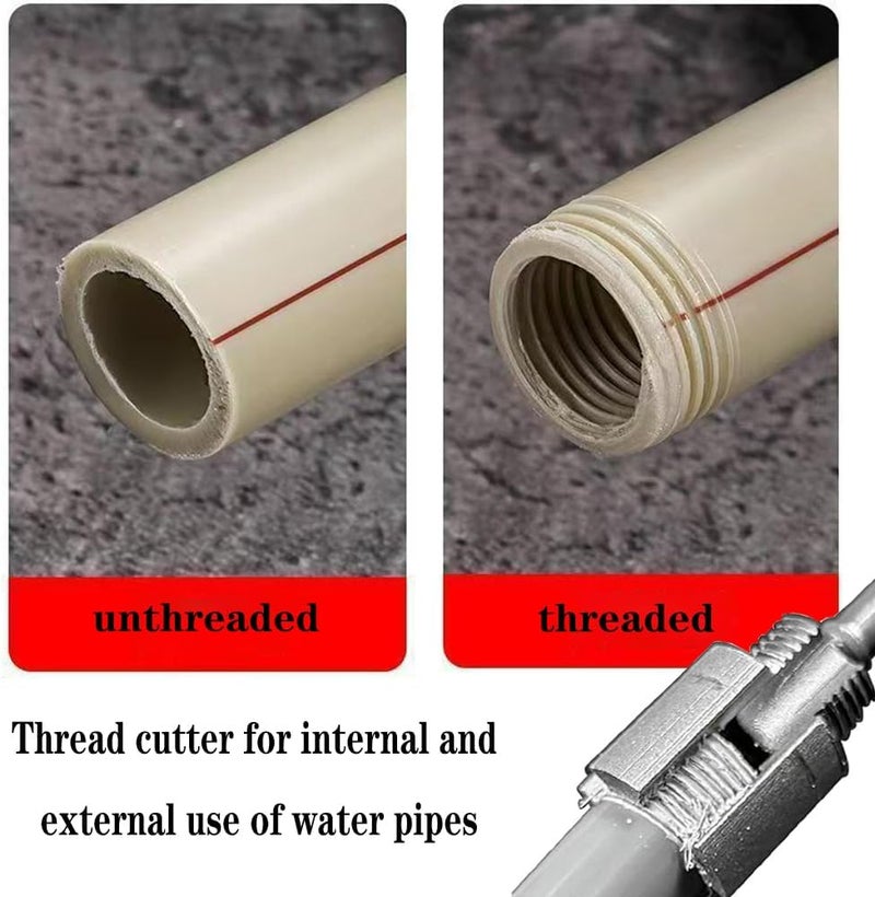 Antianxia طقم خراطة خيوط أنابيب PVC متوافق مع المثاقب الكهربائية، أداة قطع خيوط أنابيب المياه، طقم خراطة أنابيب بلاستيكية داخلية وخارجية (3/4 بوصة) - Image 4